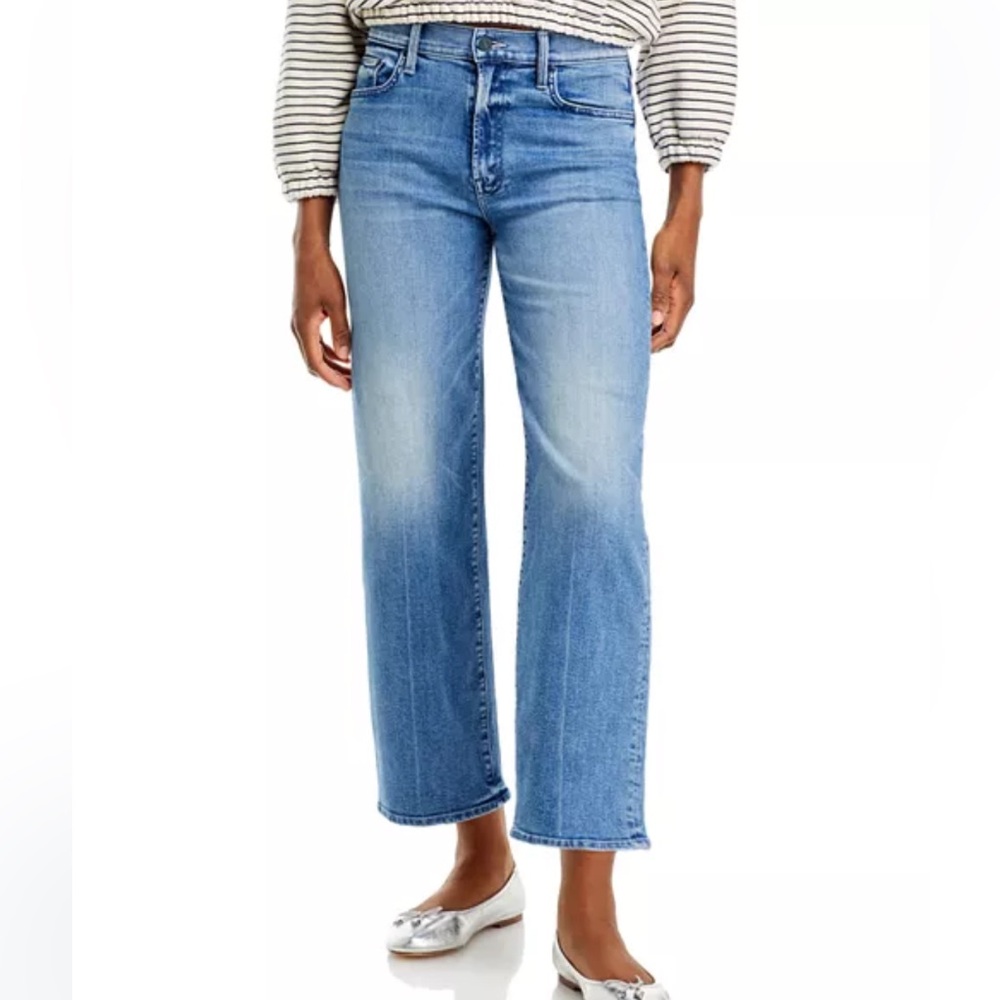 MOTHER Medium Light Blue Cropped Straight Jeans